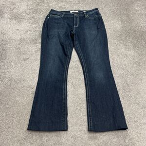 VGS Slim Fit Bootcut Denim Jeans Womens 12 Blue Dark Wash Mid Rise Embroid 35x30